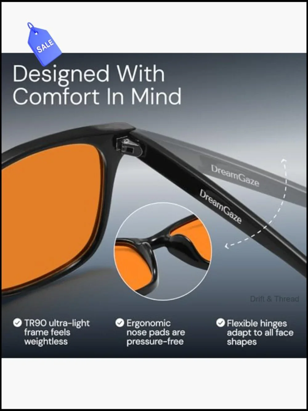 Blue Light Blocking Gaming Glasses TR90 Frame Anti Glare for Men Women